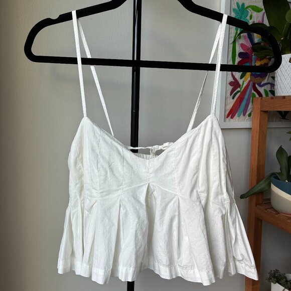 Free People Tops - Free People Ivory Pleated Crop Top with Straps